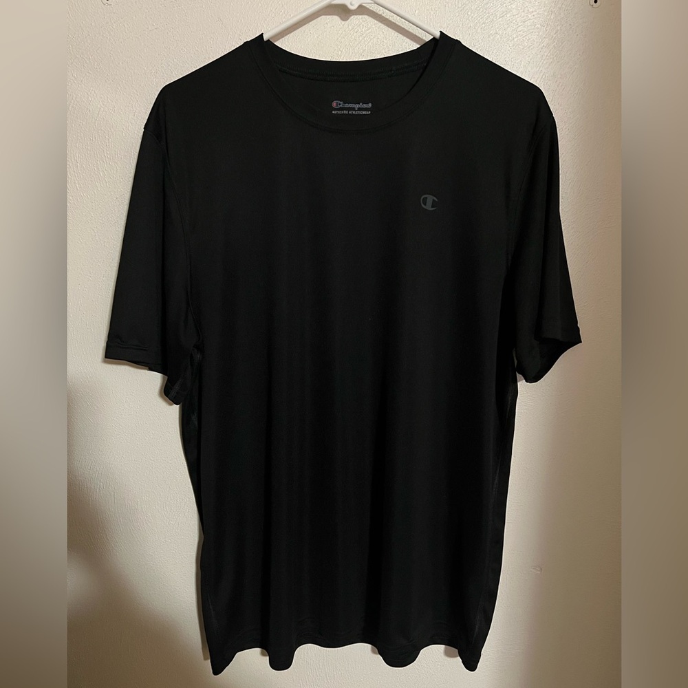 CHAMPION Classic Quick Dry Athletic Athleisure Short Sleeve T Shirt Black Mens L
